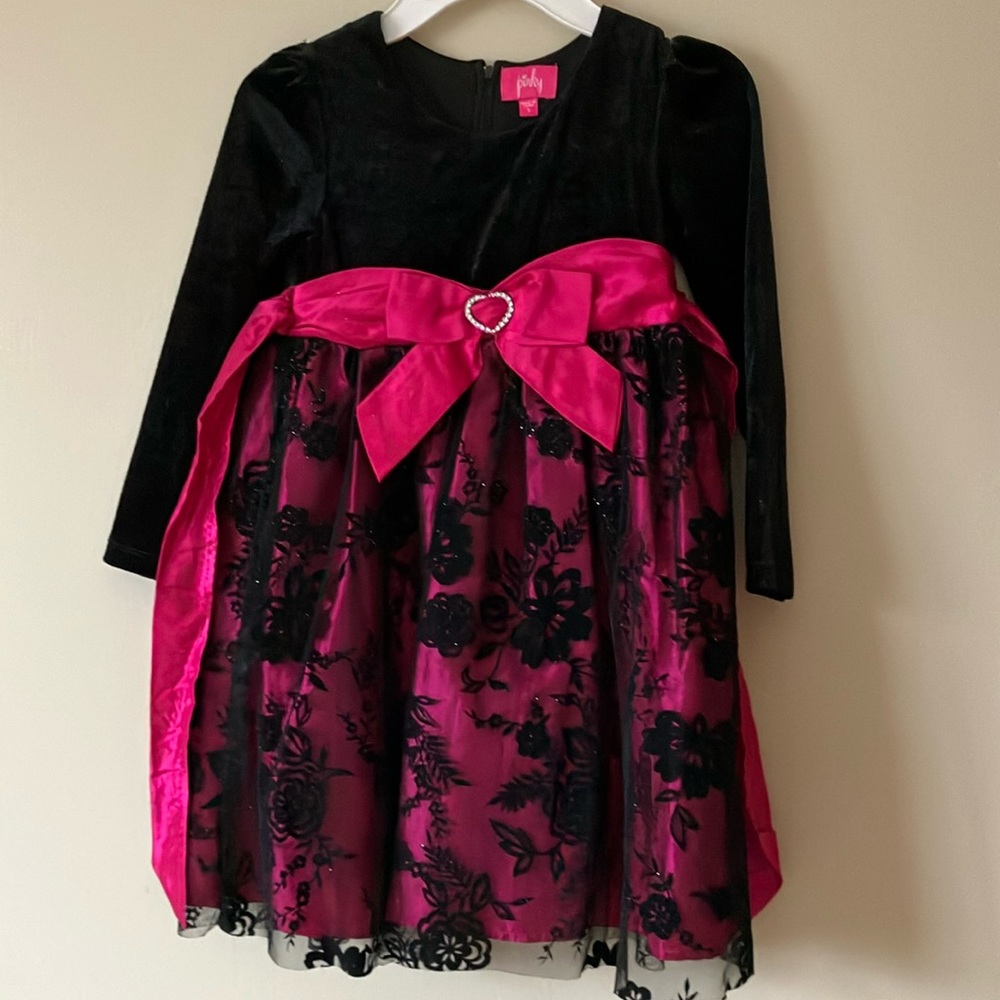 Fuchsia pink mesh overlay dress